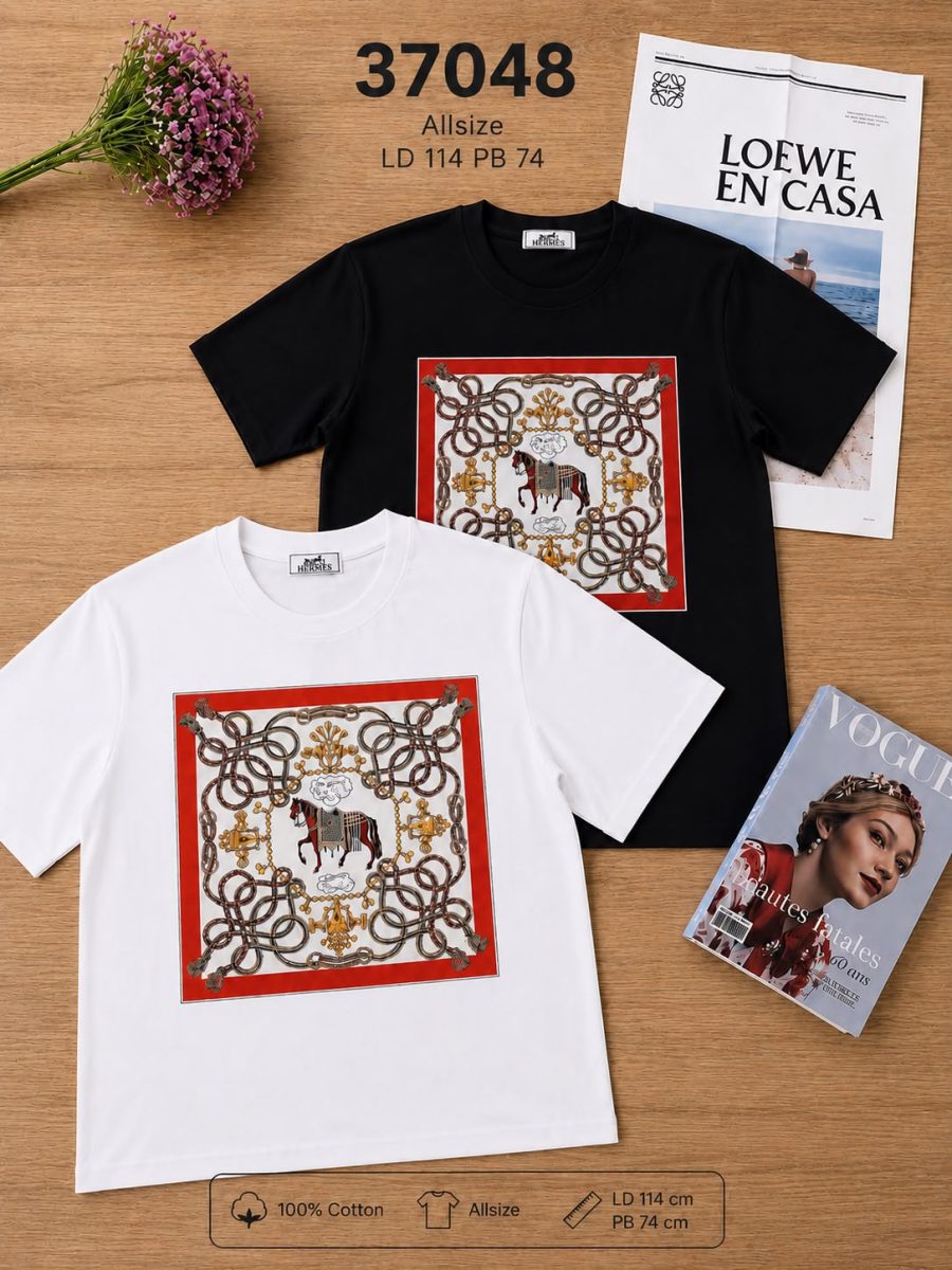37048 kaos print kombinasi swaroski